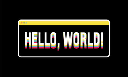 Hello World! Sticker Illustration Vector Printのイラスト素材