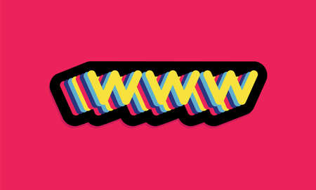 WWW Sticker Illustration Vector Printのイラスト素材