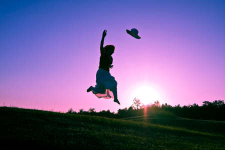 woman jumpingの写真素材