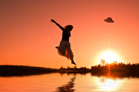 woman jumpingの写真素材