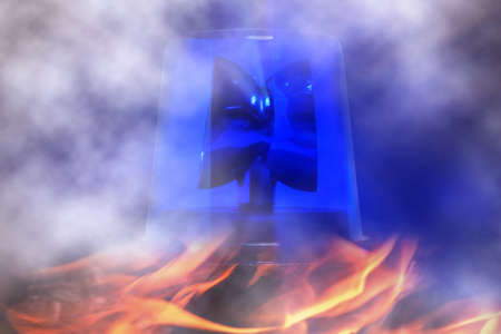 blue rotating beaconの写真素材