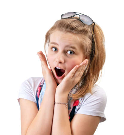 surprised girlの写真素材