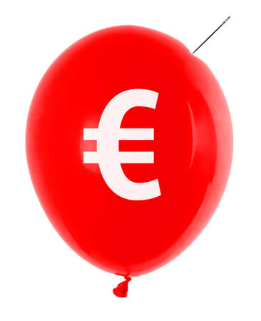 inflatable balloon with euro symbol and needleの写真素材