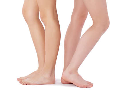 beautiful women legs on a white backgroundの写真素材