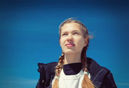 portrait of a beautiful teenage girlの写真素材