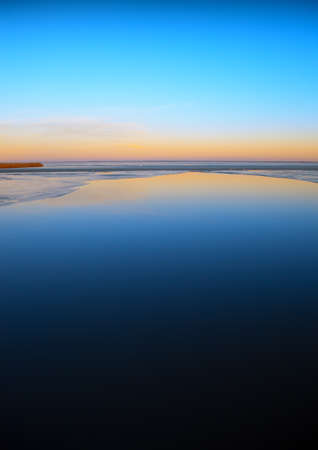 winter landscape at Ringkobing Fjord, Denmarkの写真素材