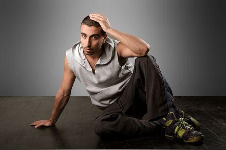 young cool looking man on stageの写真素材