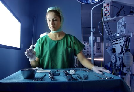 female doctor in operative room の写真素材