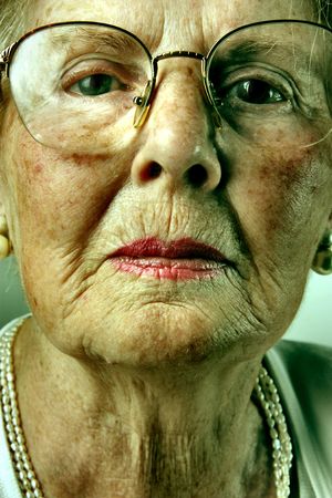 closeup of senior woman faceの写真素材