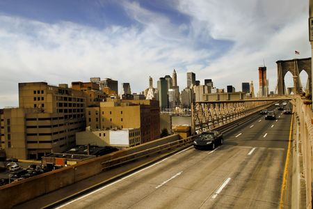 Panorama over the Brooklyn Bridgeの写真素材