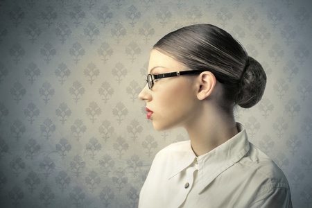 Profile of a beautiful womanの写真素材