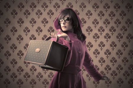 Beautiful woman with fashion bagの写真素材