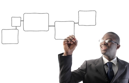 African businessman drawing graphicsの写真素材