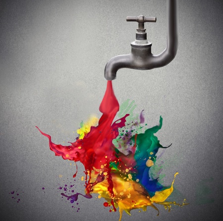Tap dripping some colored paint