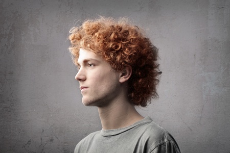 Profile of a handsome young manの写真素材