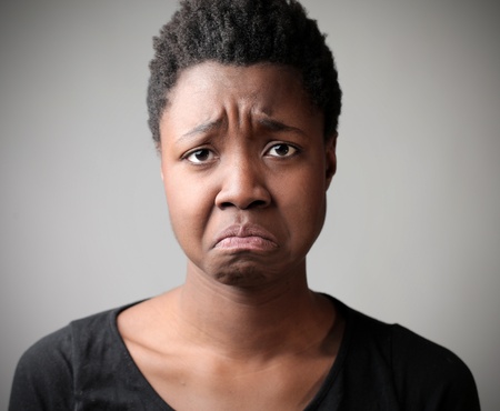 Sad african womanの写真素材