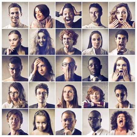 Composition of people expressingdifferent feelings