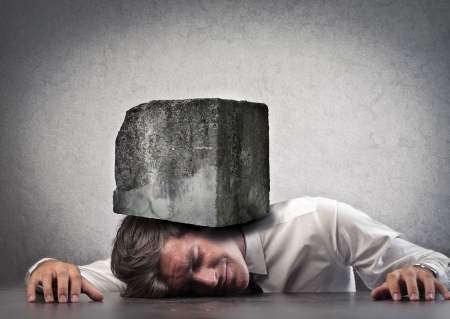 Man crushed by a boulderの写真素材