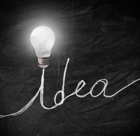 Idea written on a blackboardの写真素材