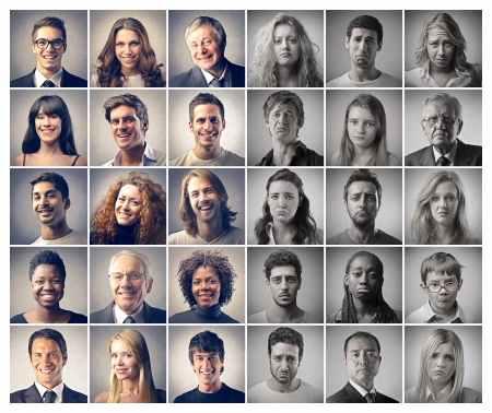 mosaic portraits people happy and sad mosaic portraits people happy and sad