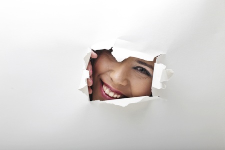 a smile from a holeの写真素材