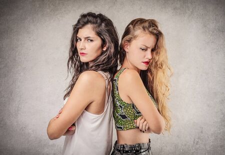 young women angry with each other の写真素材