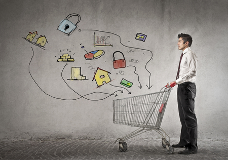 businessman with a cart の写真素材
