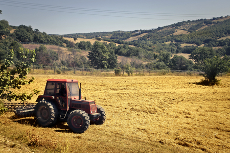 tractor in the fieldsの写真素材