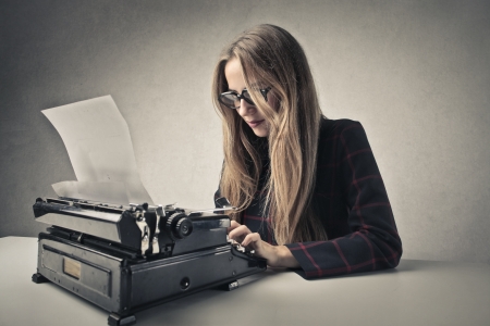 young business woman typing の写真素材