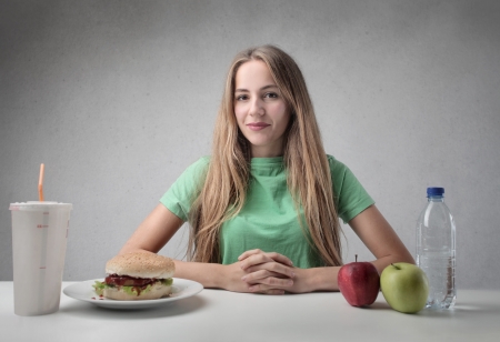woman about to have lunchの写真素材