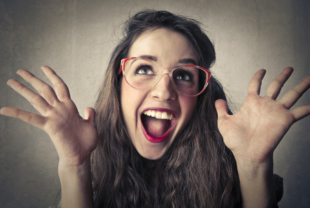 amazement expression girl の写真素材