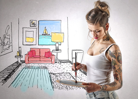 painting an interiorの写真素材