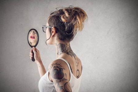 in the mirrorの写真素材