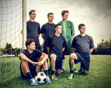 Soccer team posing for a pictureの写真素材