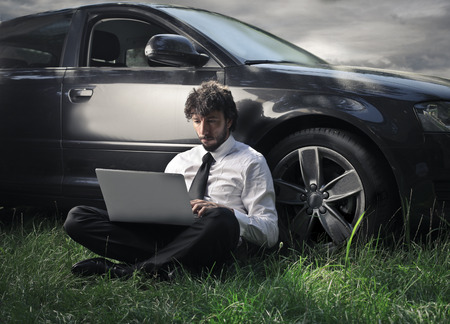 Working in a fieldの写真素材
