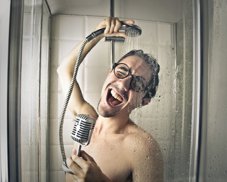 Singer in the showerの写真素材