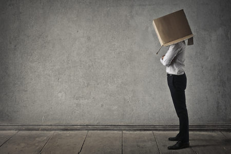 Hiding inside the boxの写真素材