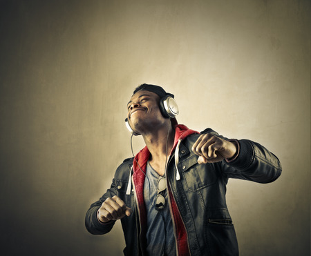 Listening to musicの写真素材