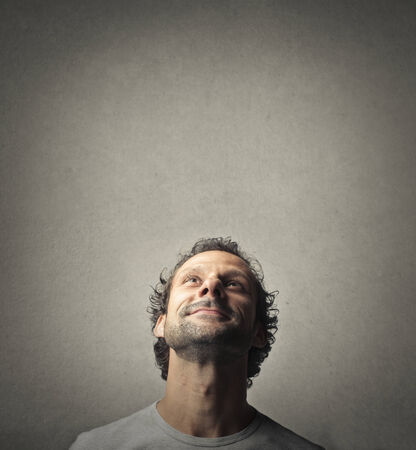 Man looking upの写真素材