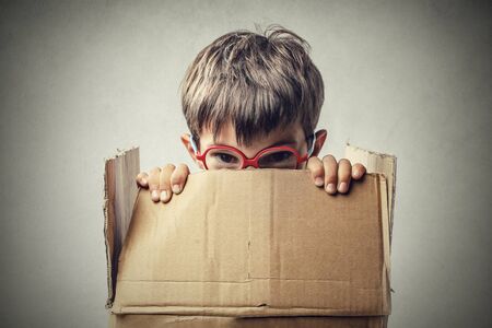 Hiding in the boxの写真素材