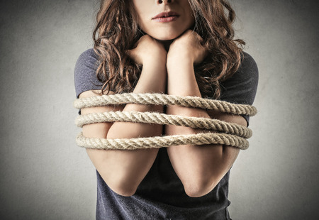 Trapped girlの写真素材