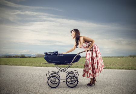 A walk with the babyの写真素材
