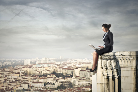 Manager on top of the worldの写真素材