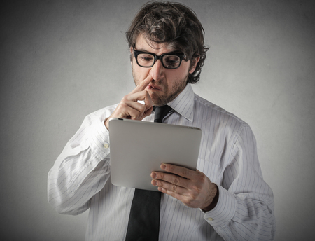 Man using a tabletの写真素材