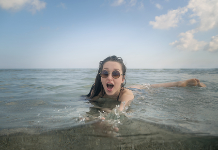 Girl swimmingの写真素材