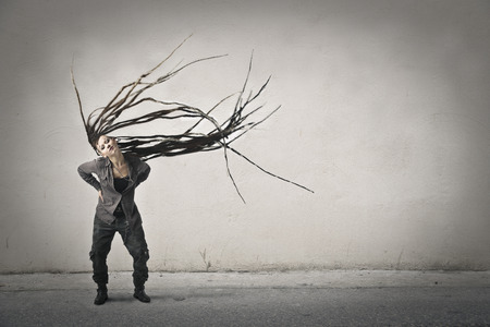 Peculiar hairstyleの写真素材