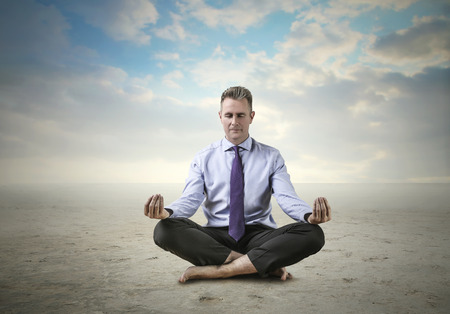 Businessman in meditationの写真素材