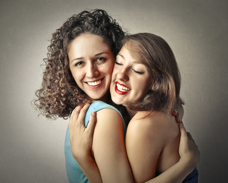 Two friends hugging each otherの写真素材