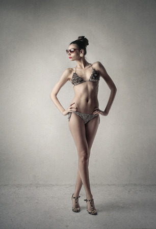 Female Model wearing a swim suitの写真素材