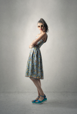 Woman In Retro clothesの写真素材